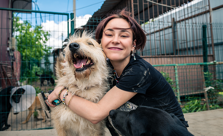 woman and dog
